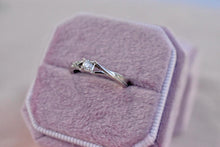 Load image into Gallery viewer, Vintage 14K White Gold Solitaire 0.09cts Illusion Diamond Engagement Ring
