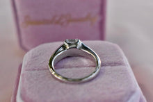 Load image into Gallery viewer, 14K White Gold Vintage IGI Certified 0.72cts Princess Cut Half Bezel Diamond Engagement Ring

