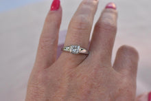 Load image into Gallery viewer, 14K White Gold Vintage IGI Certified 0.72cts Princess Cut Half Bezel Diamond Engagement Ring
