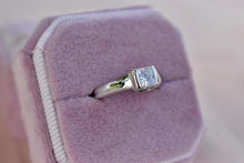 Load image into Gallery viewer, 14K White Gold Vintage IGI Certified 0.72cts Princess Cut Half Bezel Diamond Engagement Ring

