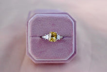 Load image into Gallery viewer, Vintage 14K White Gold GGTL No Heat Natural Yellow Sapphire and Diamond Ring
