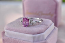 Load image into Gallery viewer, Vintage 18K White Gold GIA No Heat Natural Pink Sapphire Diamond Ring
