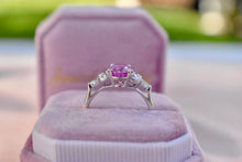 Load image into Gallery viewer, Vintage 18K White Gold GIA No Heat Natural Pink Sapphire Diamond Ring
