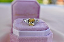 Load image into Gallery viewer, Vintage 14K White Gold GGTL No Heat Natural Yellow Sapphire and Diamond Ring
