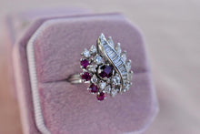 Load image into Gallery viewer, 14K White Gold Vintage Natural Ruby &amp; Diamond Cocktail Statement Ring
