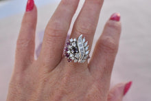 Load image into Gallery viewer, 14K White Gold Vintage Natural Ruby &amp; Diamond Cocktail Statement Ring
