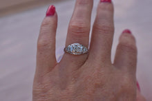 Load image into Gallery viewer, Vintage 18K White Gold Art Deco Filigree Square Shape Old European Cut Natural Diamond Ring
