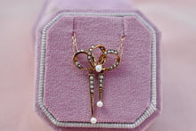 Load image into Gallery viewer, 14K Yellow Gold Victorian Seed Pearl Lavalier Bow Necklace
