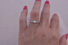 Load image into Gallery viewer, Art Deco 18K White Gold Diamond Dainty Accented Engagement Ring
