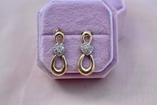 Load image into Gallery viewer, 10K Yellow &amp; White Gold Vintage Infinity Heart Dangle Diamond Earrings

