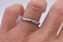 Load image into Gallery viewer, Beautiful 18K White Gold Vintage Belais Hand Engraved Art Deco Wedding Band
