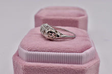 Load image into Gallery viewer, Vintage Art Deco 18K White Gold 3 Stone Single Cut Natural Diamond Ring

