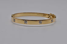 Load image into Gallery viewer, 18K Yellow Gold &amp; Platinum Pre Loved Hearts On Fire Four Stone Diamond Copley Bangle Bracelet
