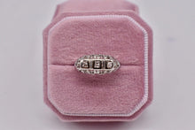 Load image into Gallery viewer, Vintage Art Deco 18K White Gold 3 Stone Single Cut Natural Diamond Ring

