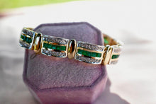 Load image into Gallery viewer, 14K Yellow Gold Vintage 5.76cts Three Row Natural Emerald and Natural Diamond Tennis Bracelet
