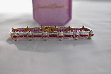 Load image into Gallery viewer, 14K Yellow Gold Vintage 7.80cts Three Row Natural Ruby and Natural Diamond Tennis Bracelet
