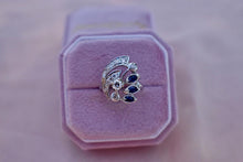 Load image into Gallery viewer, Art Nouveau 14K White Gold Fancy Multi Natural Diamond &amp; Marquise Sapphire Ring
