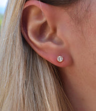 Load image into Gallery viewer, 14K Yellow Gold Round Natural Earth Mined Diamond Push Back Stud Earrings 0.98cts
