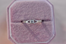 Load image into Gallery viewer, Vintage 14K White Gold Solitaire 0.09cts Illusion Diamond Engagement Ring

