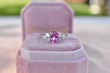 Load image into Gallery viewer, Vintage 18K White Gold GIA No Heat Natural Pink Sapphire Diamond Ring
