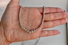 Load image into Gallery viewer, Beautiful 10K White Gold Vintage Round 4.00cts Natural Diamond Graduated V Shape Tennis Necklace
