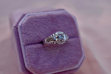 Load image into Gallery viewer, Vintage 18K White Gold Art Deco Filigree Square Shape Old European Cut Natural Diamond Ring
