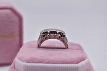 Load image into Gallery viewer, Vintage Art Deco 14K White Gold 3 Stone Transitional Cut Natural Diamond Ring
