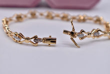 Load image into Gallery viewer, 14K Yellow Gold Vintage Unique Link Style Hinged 0.18cts Natural Diamond Bracelet
