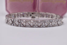 Load image into Gallery viewer, 14K White Gold Vintage Art Deco Inspired Round 4.00cts Natural Diamond Tennis Bracelet
