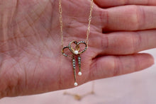 Load image into Gallery viewer, 14K Yellow Gold Victorian Seed Pearl Lavalier Bow Necklace

