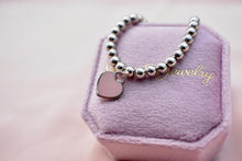 Load image into Gallery viewer, Preloved Vintage TCO Genuine Mini Pink Enamel Heart Beaded Bracelet Sterling Silver

