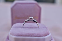Load image into Gallery viewer, Art Deco 18K White Gold Diamond Dainty Accented Engagement Ring
