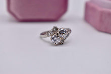 Load image into Gallery viewer, Antique Art Deco 14K White Gold Natural Two Stone Toi et Moi Old European Cut Diamond Engagement Ring
