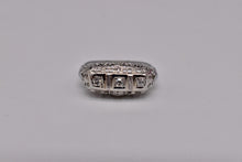 Load image into Gallery viewer, Vintage Art Deco 18K White Gold 3 Stone Single Cut Natural Diamond Ring
