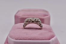 Load image into Gallery viewer, Vintage Art Deco 18K White Gold 3 Stone Single Cut Natural Diamond Ring
