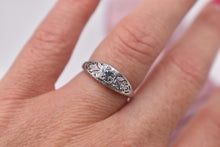 Load image into Gallery viewer, Vintage Platinum Art Deco Filigree Square Shape Old European Cut Diamond Ring
