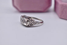 Load image into Gallery viewer, Vintage Art Deco 14K White Gold 3 Stone Transitional Cut Natural Diamond Ring
