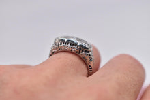 Load image into Gallery viewer, Vintage Art Deco 14K White Gold 3 Stone Transitional Cut Natural Diamond Ring
