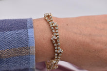 Load image into Gallery viewer, 14K Yellow Gold Vintage Marquise &amp; Round Double Row Unique 7.00cts Natural Diamond Bracelet
