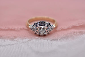 Reserved Listing for three Items Vintage 14K White Gold Art Deco Transitional Cut Diamond Three Stone Engagement Ring