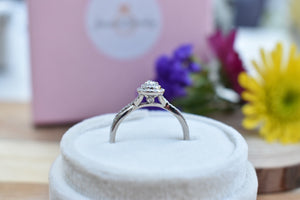 Pear Halo Diamond Engagement Ring 14K White Gold