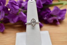 Load image into Gallery viewer, 14K White Gold Marquise Diamond Halo Engagement Ring 0.53cts HVS2
