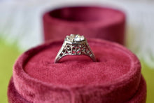 Load image into Gallery viewer, Reserved Listing Vintage 18K White Gold 0.92cts Art Nouveau Old European Cut Diamond Engagement Ring
