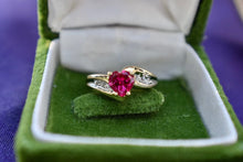 Load image into Gallery viewer, Vintage 10K Yellow Gold Imitation Ruby and Diamond Ring
