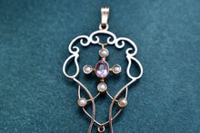 Load image into Gallery viewer, 10K Rose Gold Victorian Amethyst and Pearl Charm/Pendant
