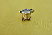 Load image into Gallery viewer, 14K Yellow Gold Mother of Pearl Snare Drum Vintage Charm or Pendant
