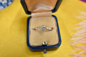 14K White Gold Vintage Diamond Bypass Engagement Ring