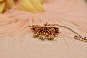 Antique Victorian 14K Yellow & Rose Gold Pearl Flower Pin/Brooch
