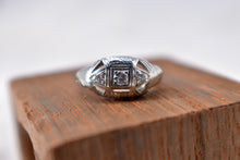 Load image into Gallery viewer, 18K White Gold Vintage Art Deco 3 Stone Diamond Engagement Ring

