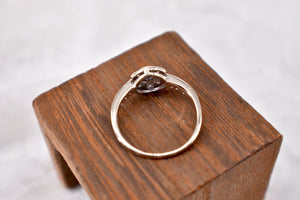 Vintage Inspired 14K White Gold Diamond & Sapphire Engagement Ring